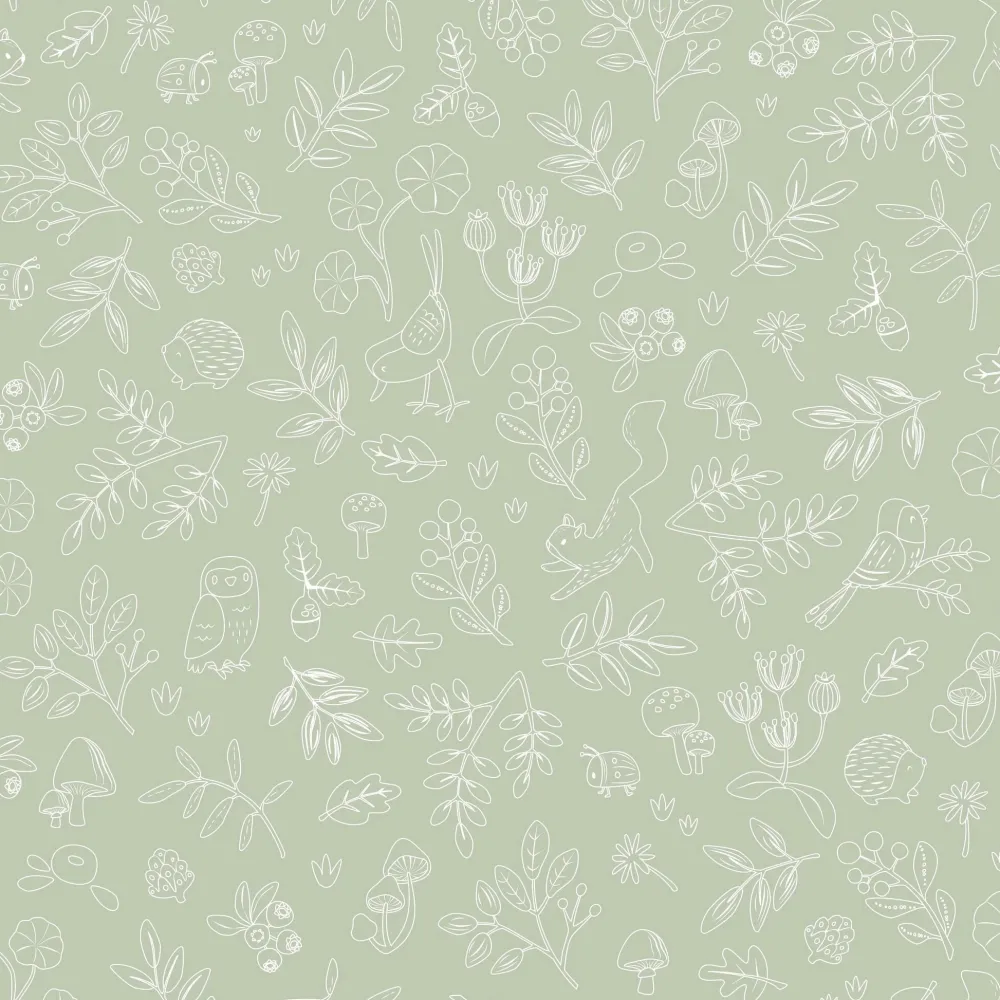 Little Dutch Behangstaal vliesbehang – Groen – Forest Friends – Forest Wonder