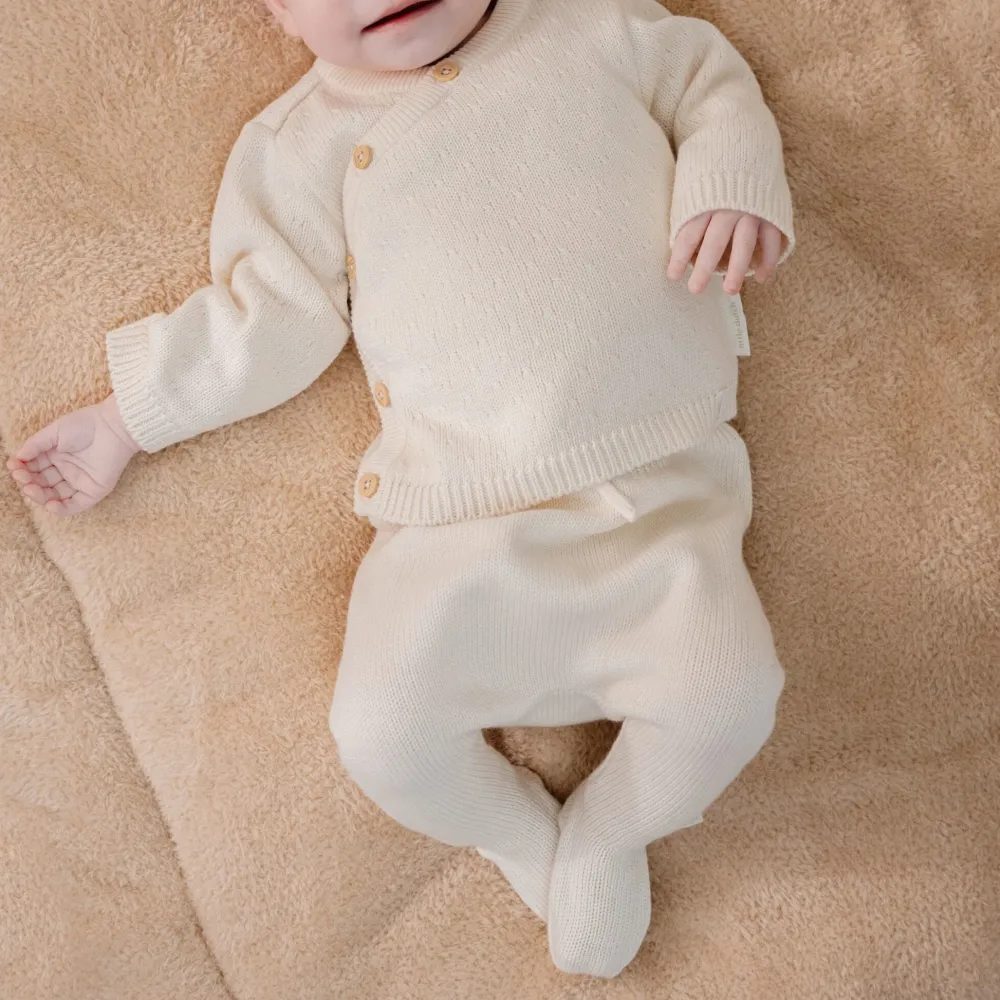 Little Dutch Gebreide broek - Wit - Newborn Naturals