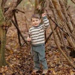 Little Dutch Gebreide trui - Groen - Forest Friends - Stripe