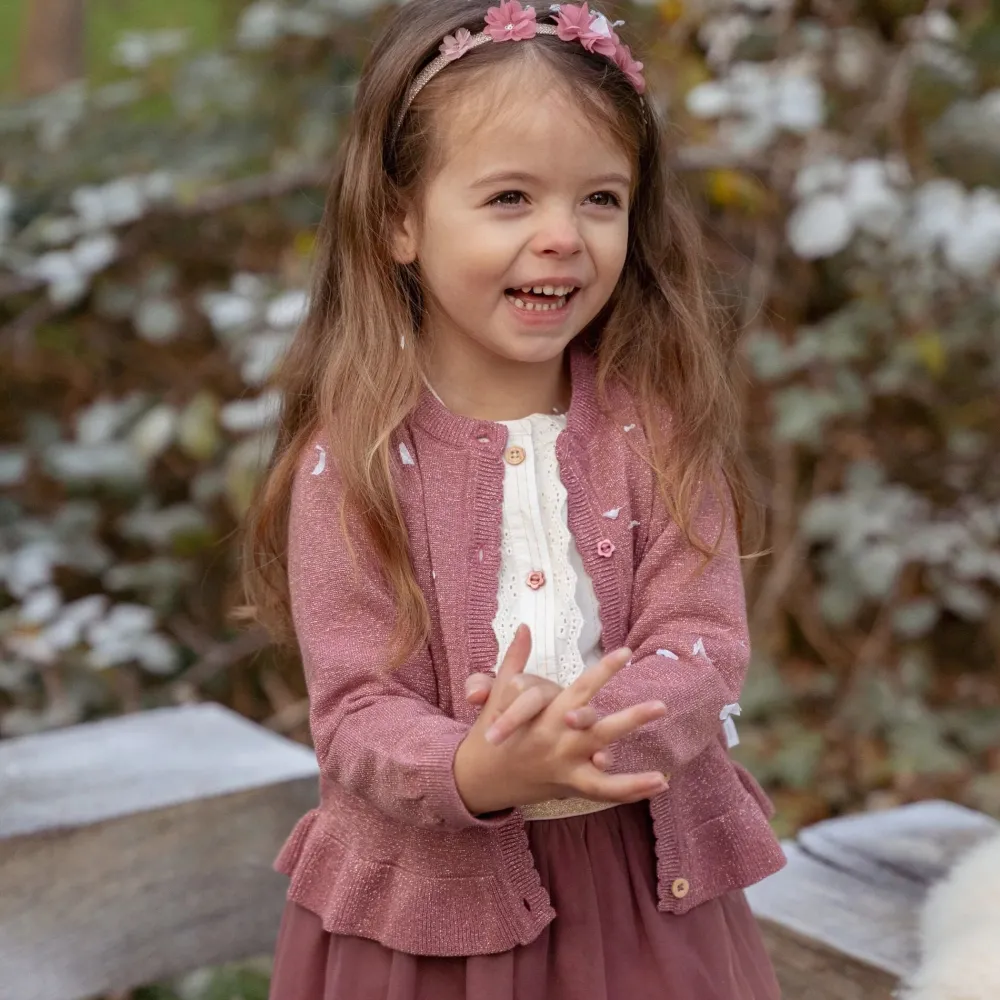 Little Dutch Gebreid vest - Knoopjes - Roze - Fairy Garden