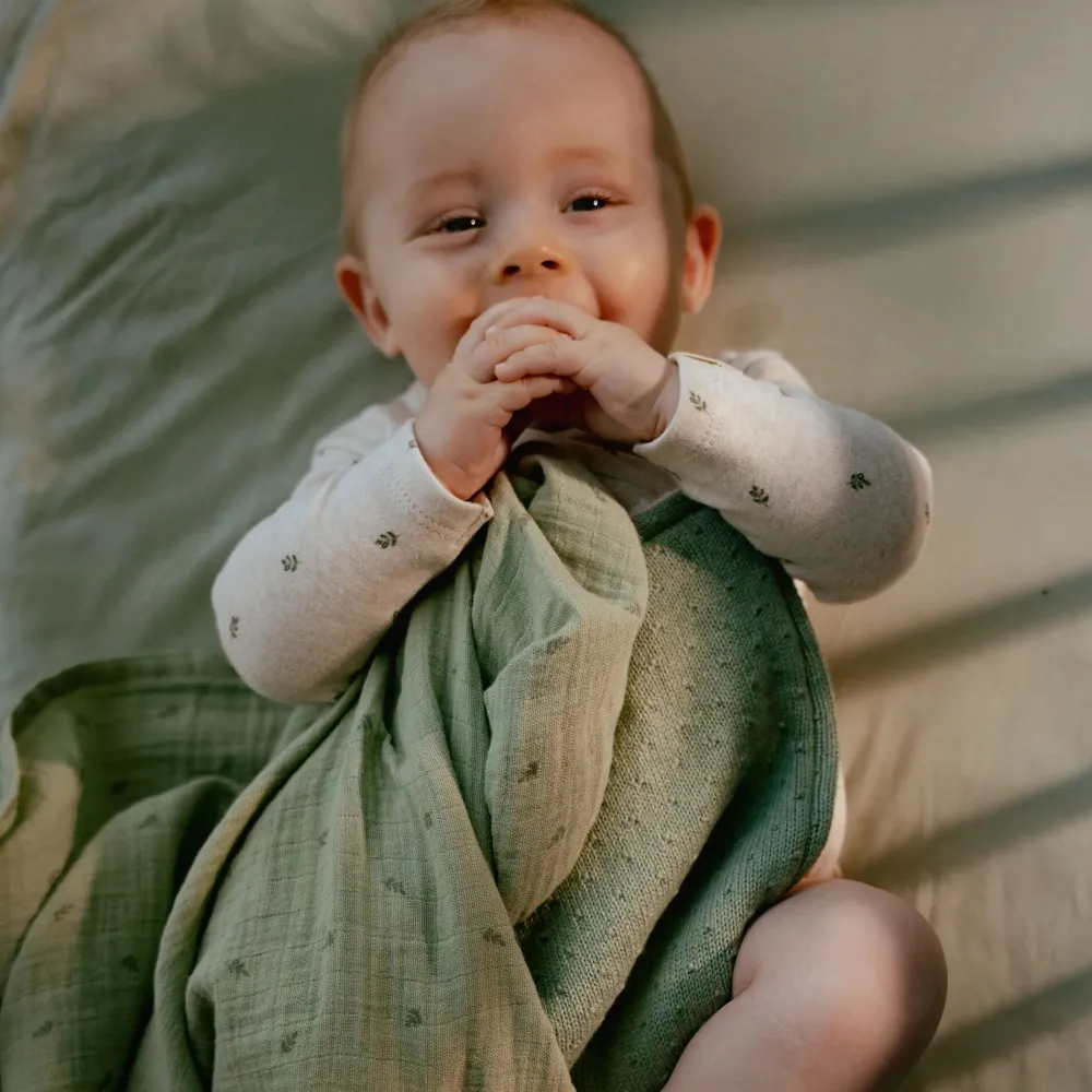Little Dutch Gebreid wiegdeken - Fleece – Groen – Essentials