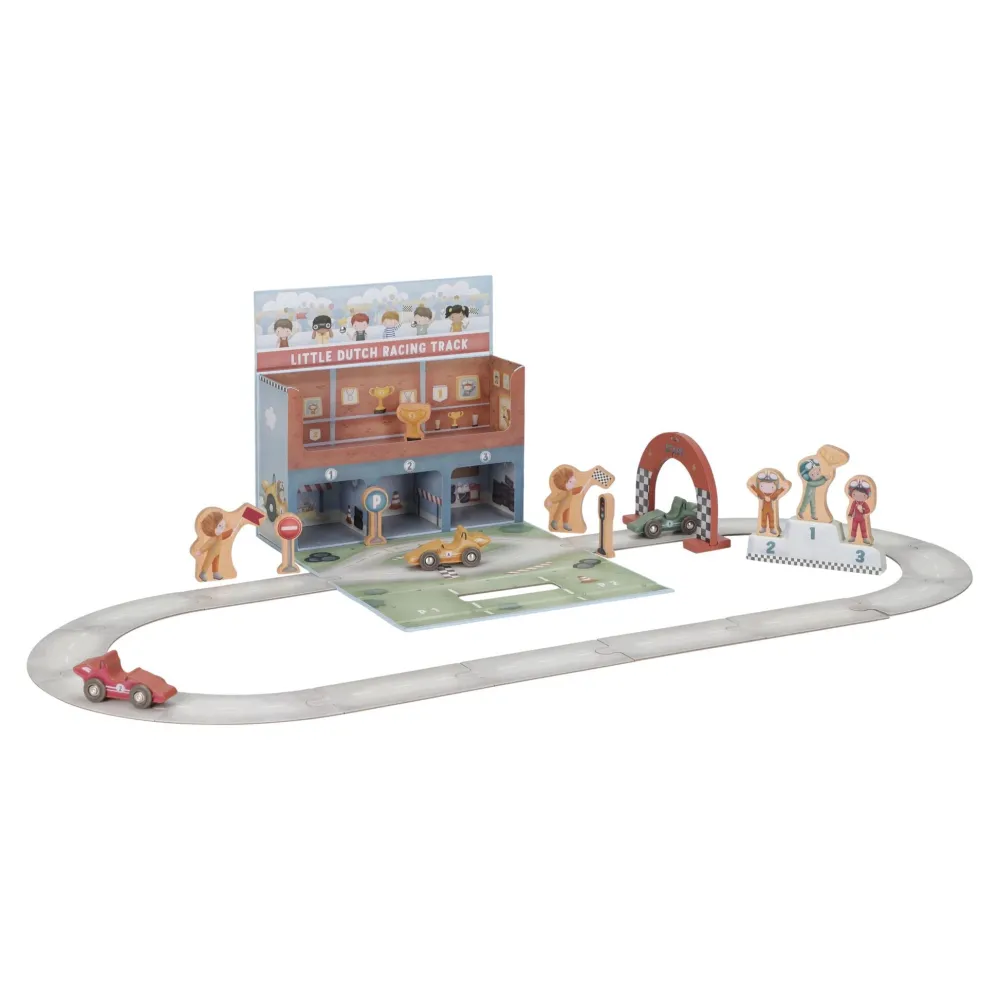 Little Dutch Houten racebaan in speelkoffer – Meerkleurig – Essentials