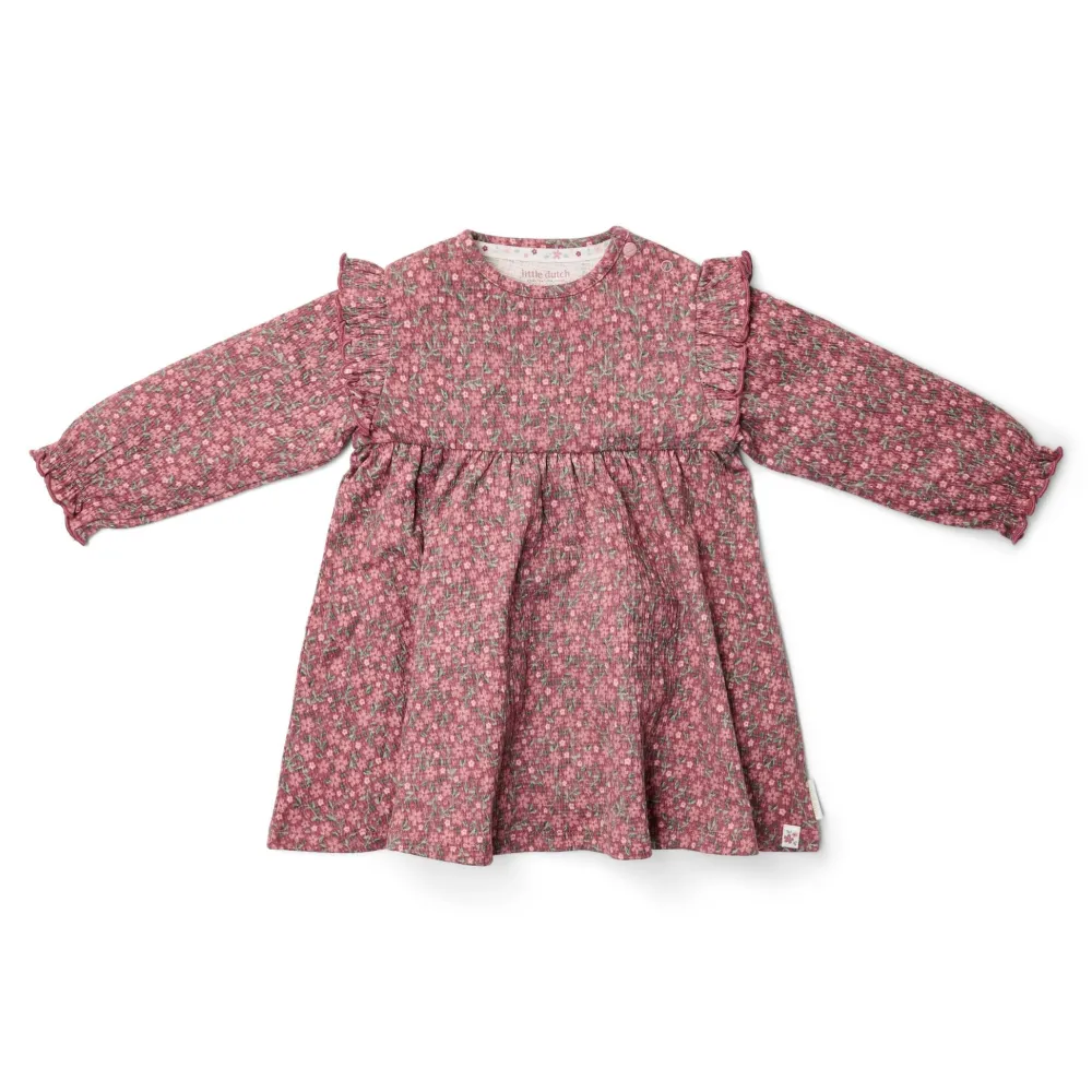 Little Dutch Jurk lange mouw - Roze - Fairy Garden - Bloemen