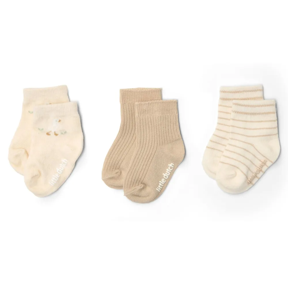 Little Dutch 3-pack sokken - Meerkleurig - Newborn Naturals - Little Goose