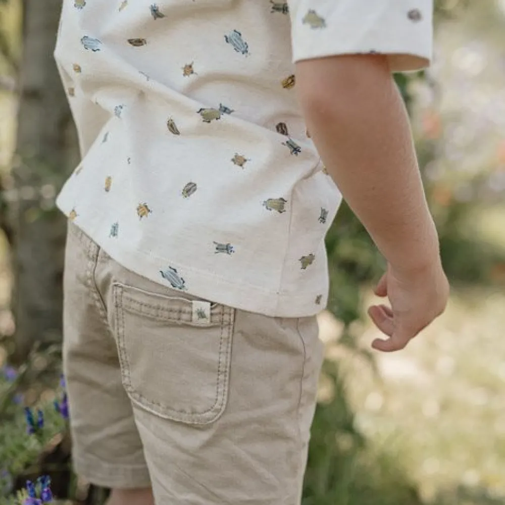 Little Dutch Shirt korte mouw - Zand - Forest Friends - Kevers