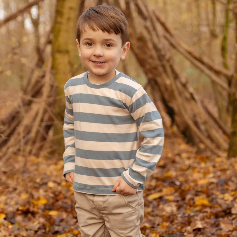 Little Dutch Shirt lange mouw - Blauw - Zand - Forest Friends - Stripe