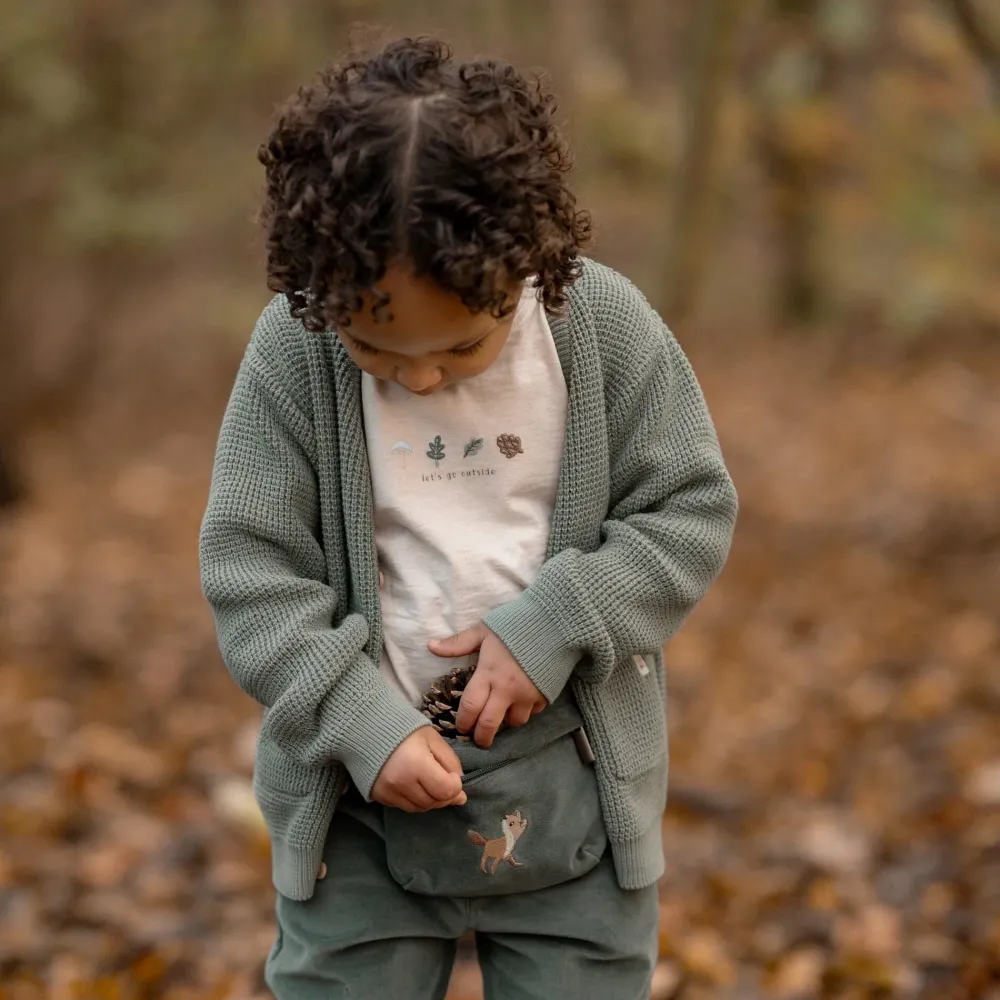 Little Dutch Shirt lange mouw - Zand - Forest Friends - Forest borduursel