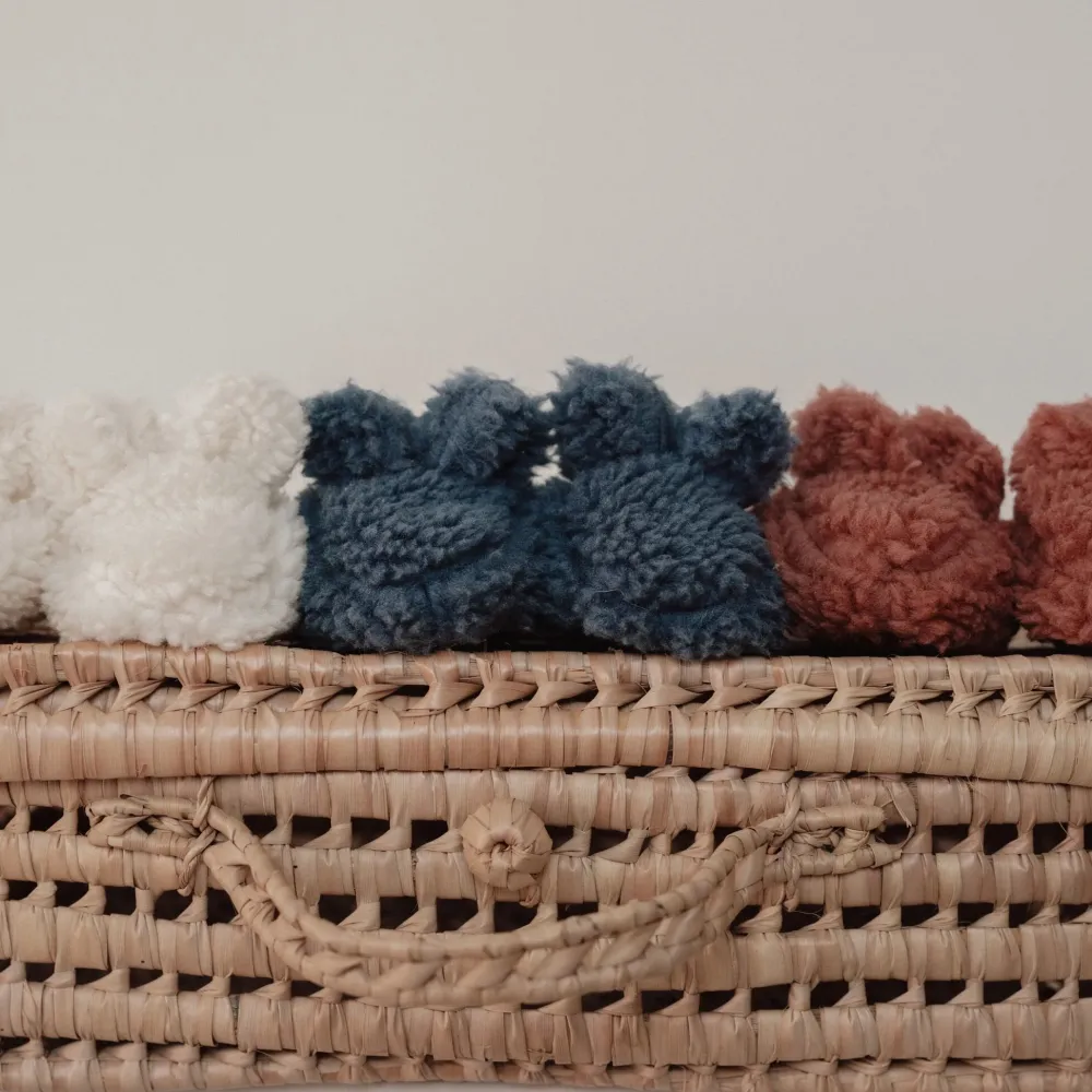 Little Dutch Teddy slofjes - Blauw - Newborn Naturals