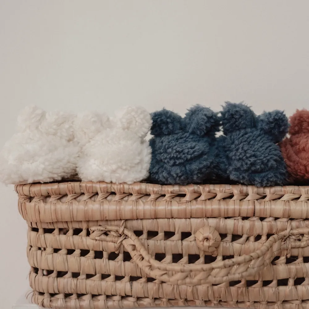 Little Dutch Teddy slofjes - Wit - Newborn Naturals