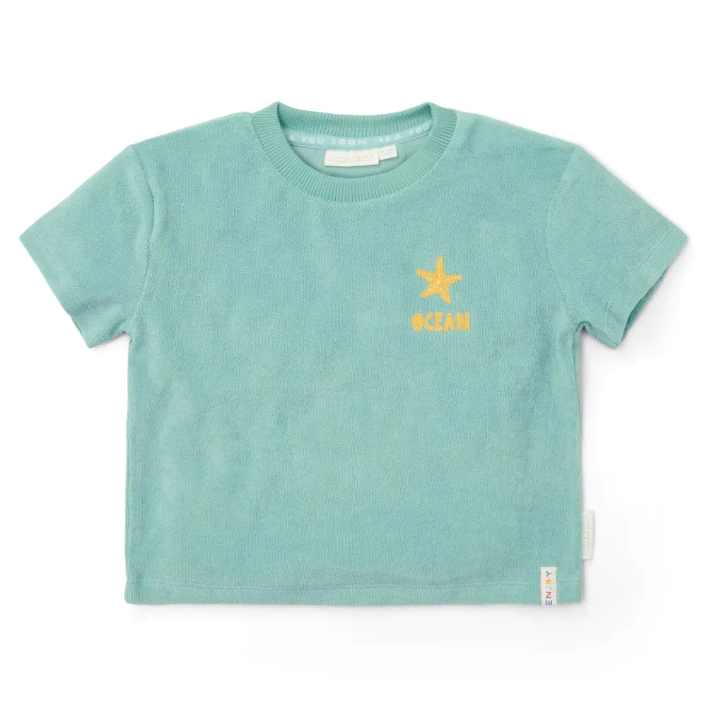 Little Dutch T-shirt en Short - Groen - Seashells and Stripes