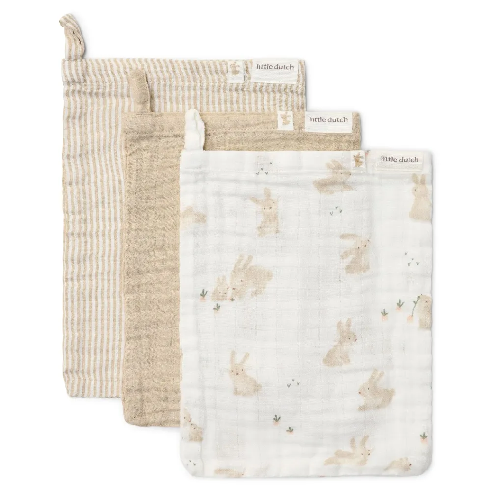 Little Dutch Washandjes set - Wit - Newborn Naturals - Baby Bunny