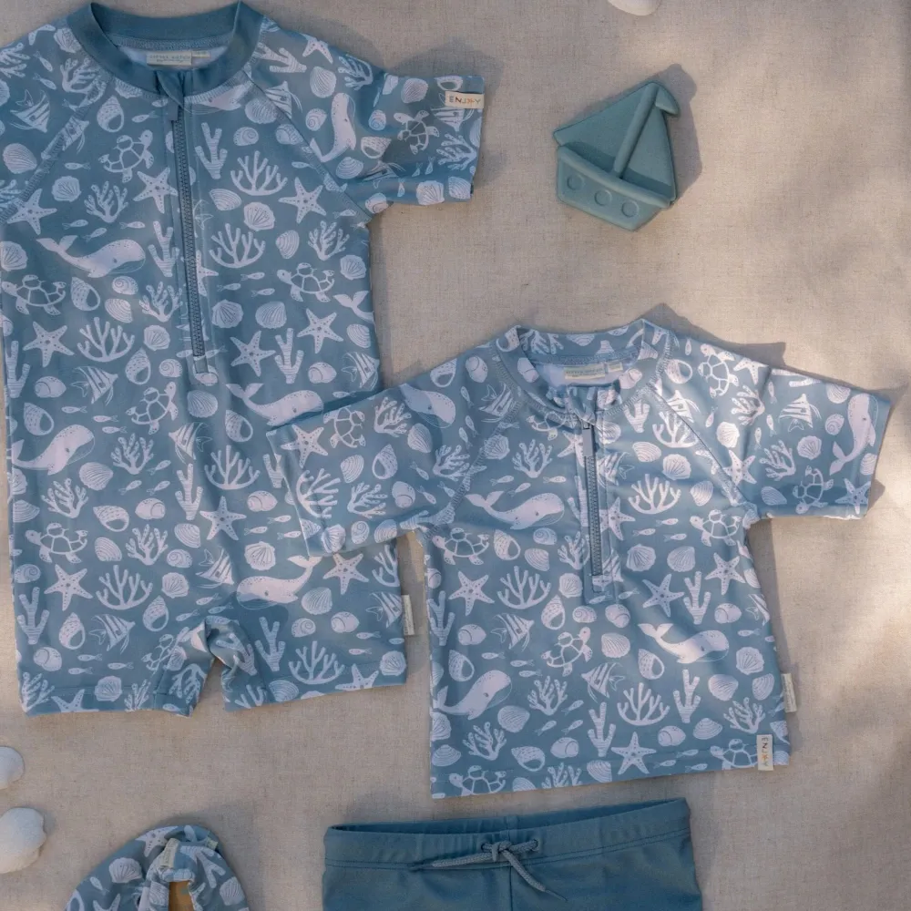 Little Dutch Zwemshirt korte mouw - Lichtblauw - Sea Life