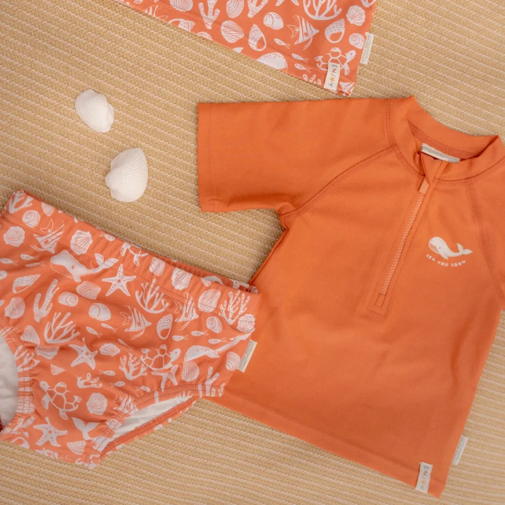 Little Dutch Zwemshirt korte mouw - Rood - Sea Life